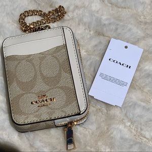 Coach 💯 Small Zip Around Card Case In Signature Canvas 🪪